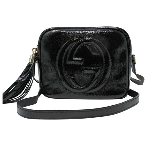 gucci black patent leather soho disco bag|authentic gucci soho disco bag.